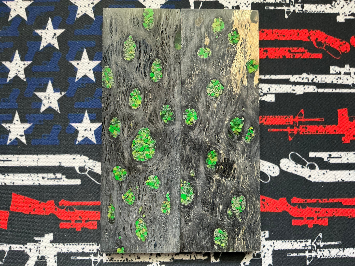 Black Cholla Cactus with Green Stone