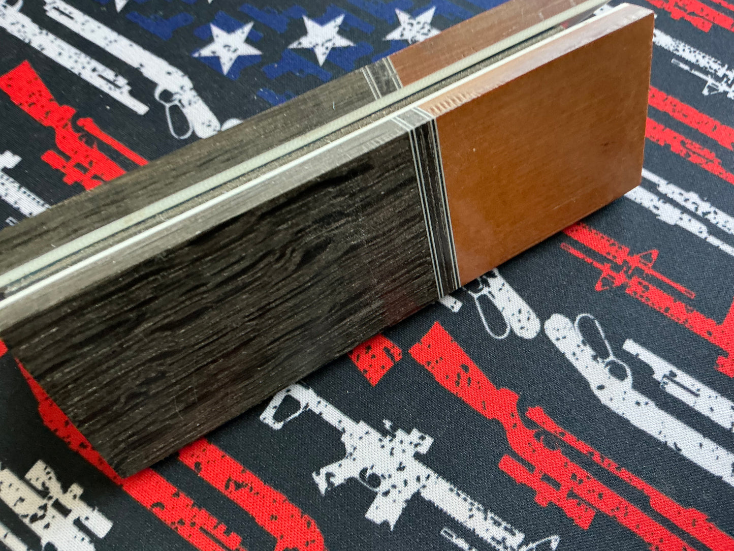 Ukraine Bog Oak with Cheddar Paper Micarta and Bog Oak and G10 Spacers