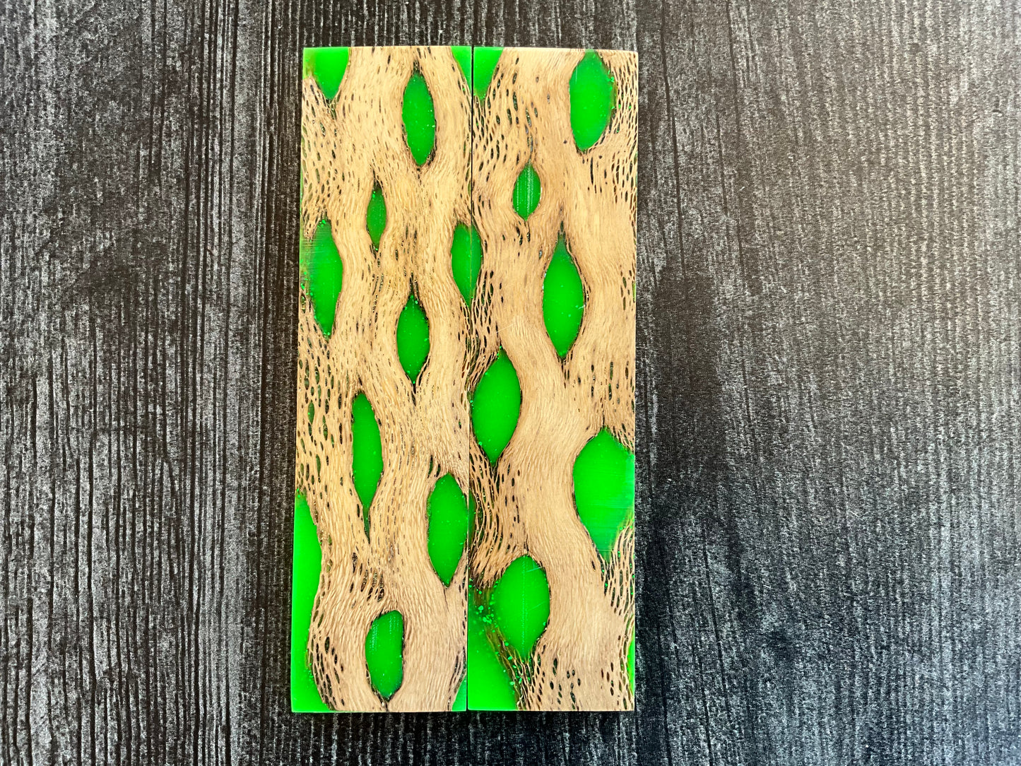 Cholla Cactus with Lime Green Resin Inlay - K&G Stabilized - Thin/Folder