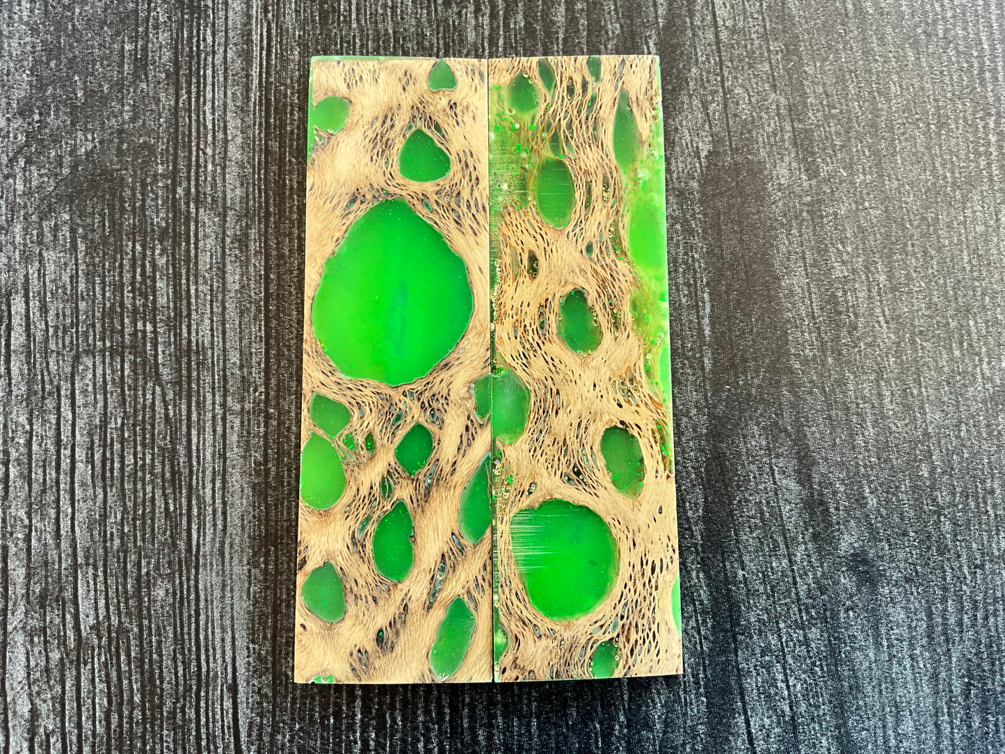 Cholla Cactus with Lime Green Resin Inlay - K&G Stabilized - Thin/Folder