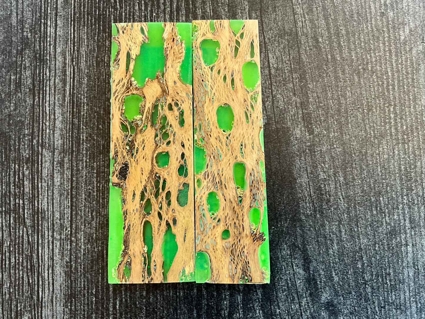 Cholla Cactus with Lime Green Resin Inlay - K&G Stabilized - Thin/Folder