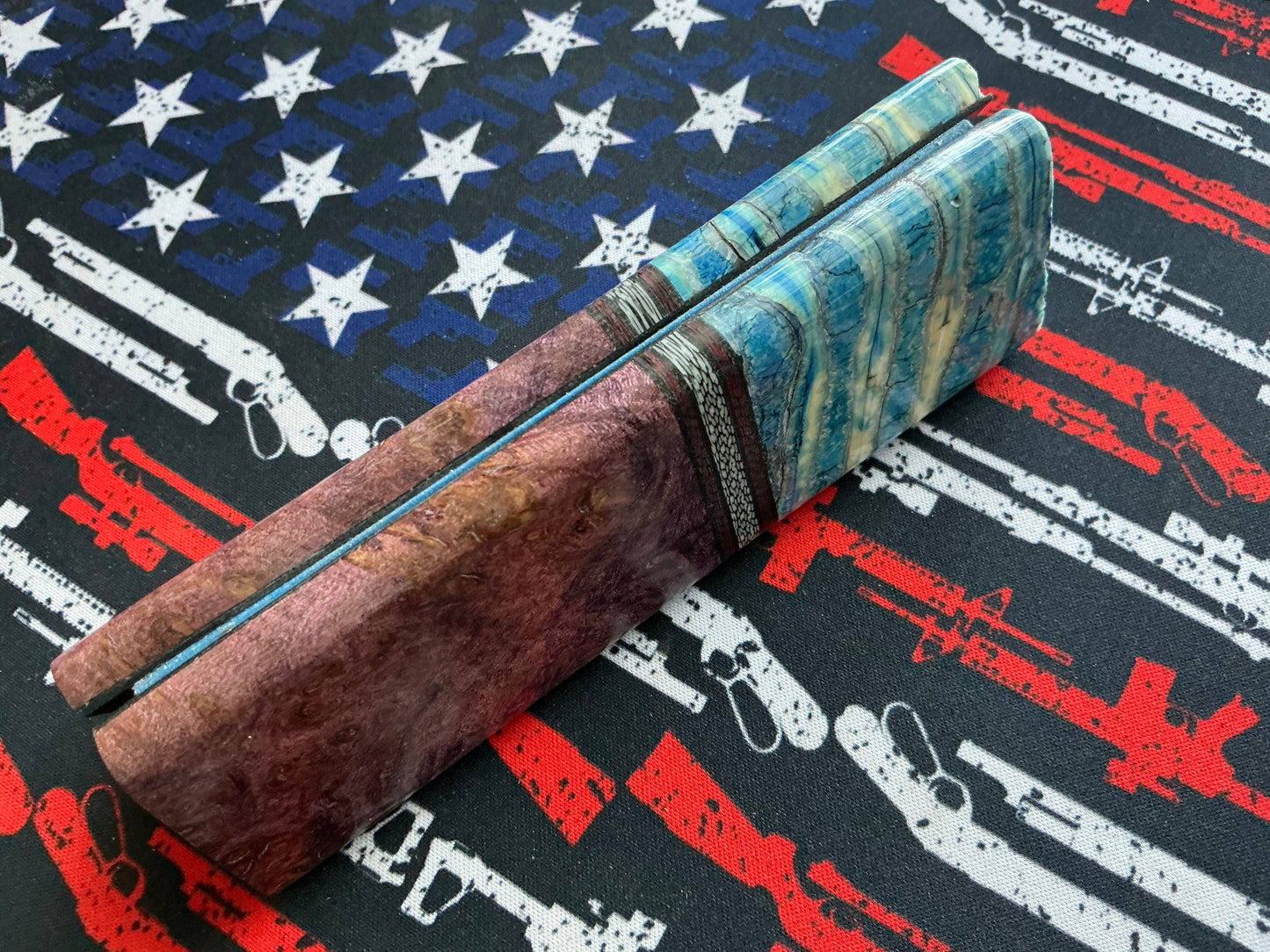 Maple Burl with Mammoth Bolsters - Carbon Fiber/G10 accents - Black Liner