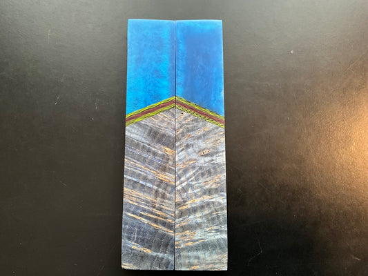 Black Ash Burl (BAB) Dyed Blue with Blue Resin and Carbon Fiber Spacers