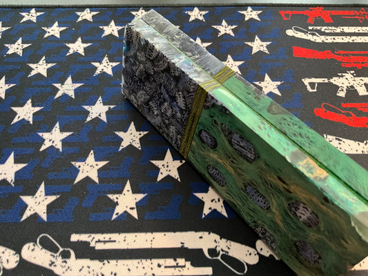 Dyed Cholla (Teal) with Brain Coral Inlay with Blue Brain Coral Bolsters and Carbon Fiber Spacers