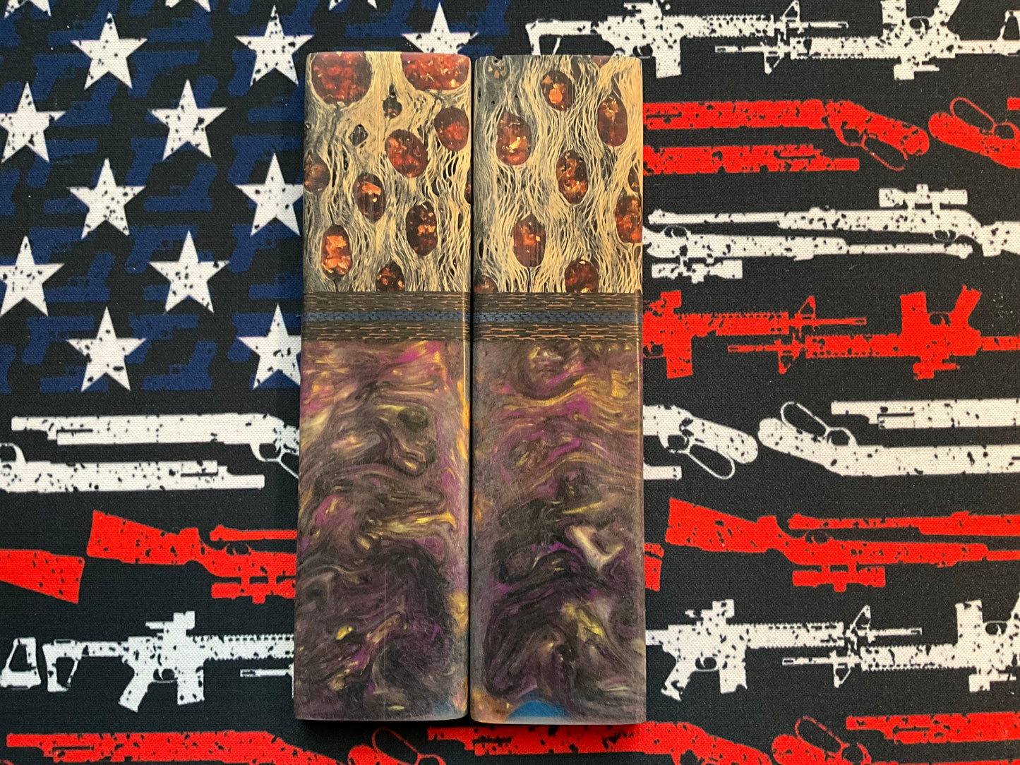 Danks Blanks Resin with Cholla and Gold Flakes with Carbon Fiber Accents and Blue G10 Liners