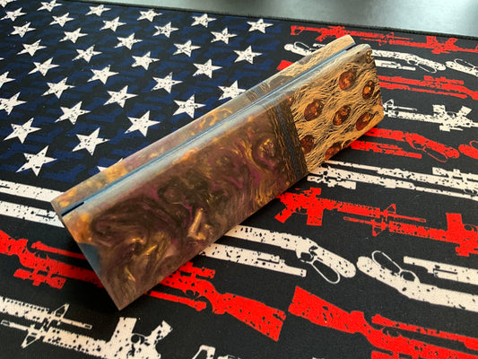 Danks Blanks Resin with Cholla and Gold Flakes with Carbon Fiber Accents and Blue G10 Liners