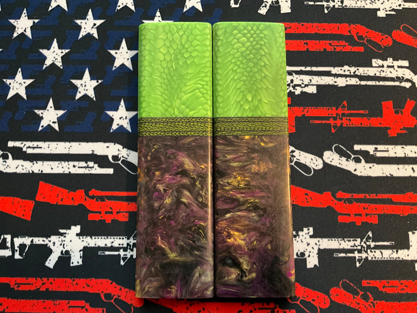 Danks Blanks with Juma Bolster, Carbon Fiber Spacers, and Green G10 liners