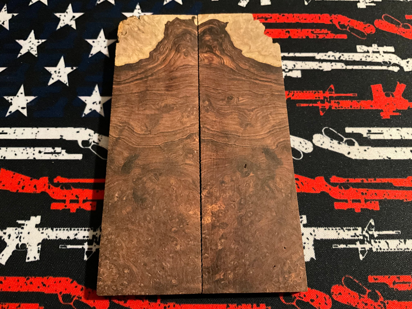 Highly Figured Honduran Rosewood Burl Knife Scales - BOOK MATCHED