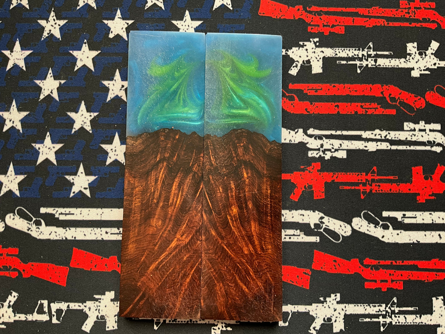 Honduran Rosewood Burl (HRB) with Blue Green Resin