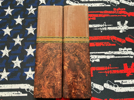 Honduran Rosewood Burl with Vintage Micarta Bolsters, Spacers, and Liner