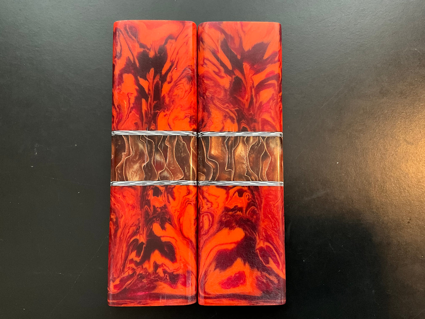 Black & Orange Resin with Copper Infused Spacer with Red G10 Liner