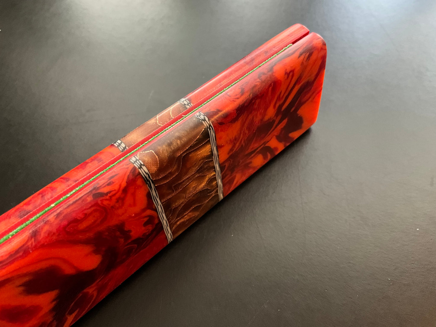 Black & Orange Resin with Copper Infused Spacer with Red G10 Liner