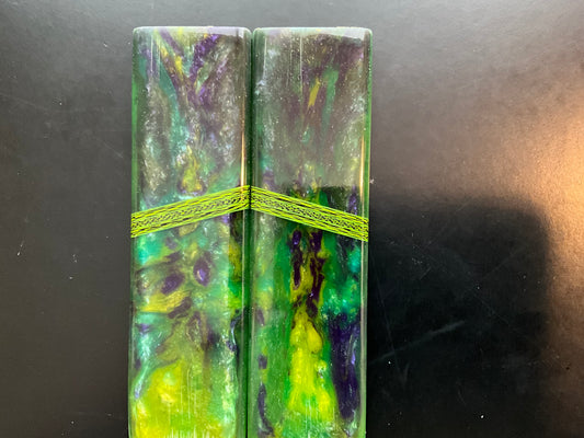 In House Resin (Green/Blue/Purple) with Carbon Fiber Spacers and Green G10 Liners