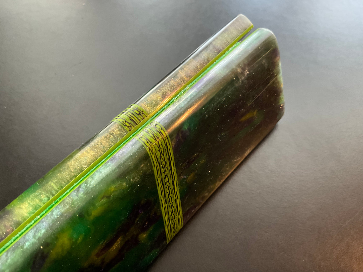 In House Resin (Green/Blue/Purple) with Carbon Fiber Spacers and Green G10 Liners