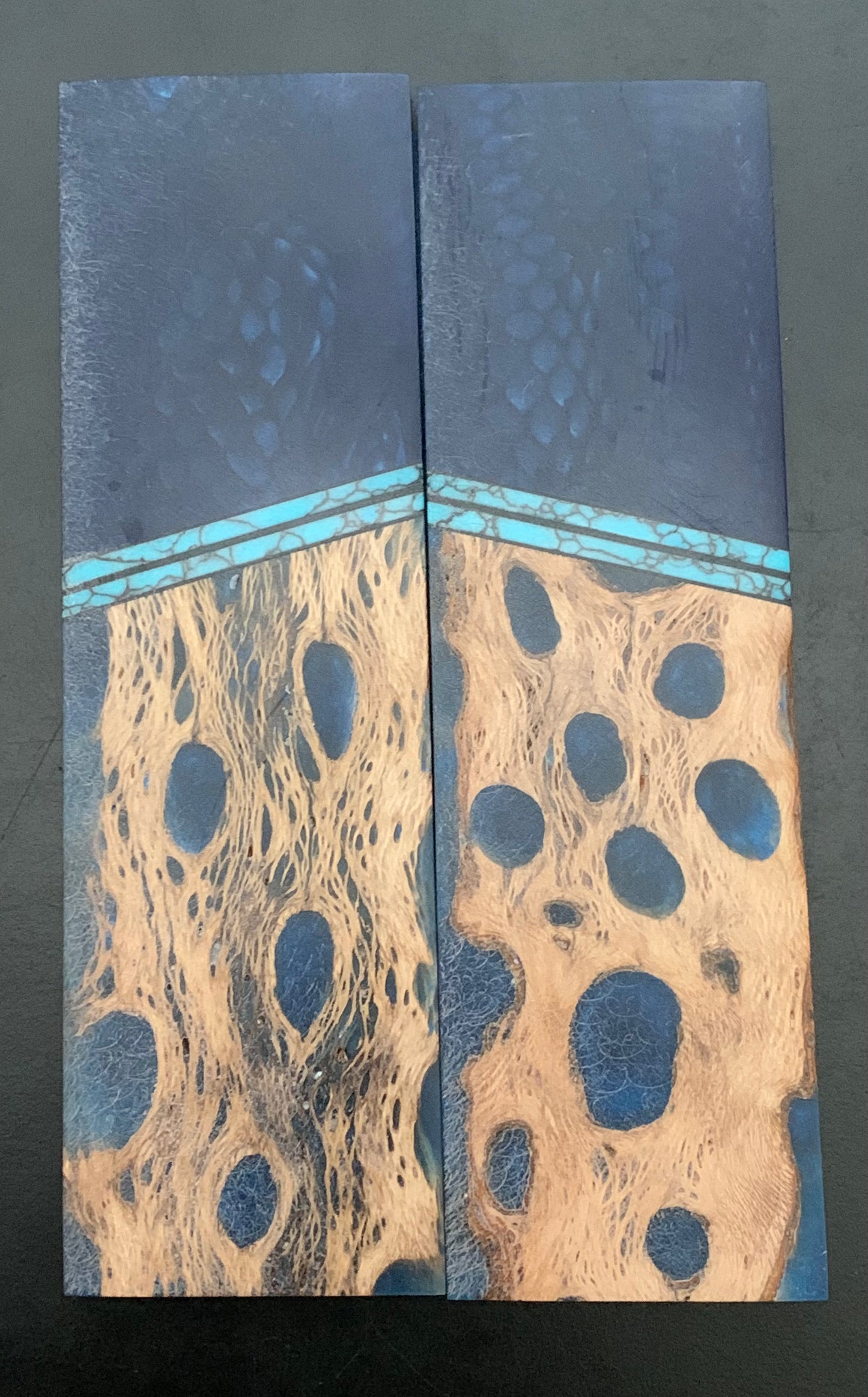 K&G Cholla Cactus Knife Scales with Resin and Juma Bolsters and Trustone Spacers -Black Liners