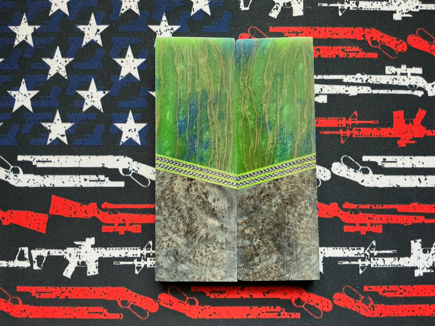 Copper Infused Resin w/ Black Ash Burl - Lime Green Liner