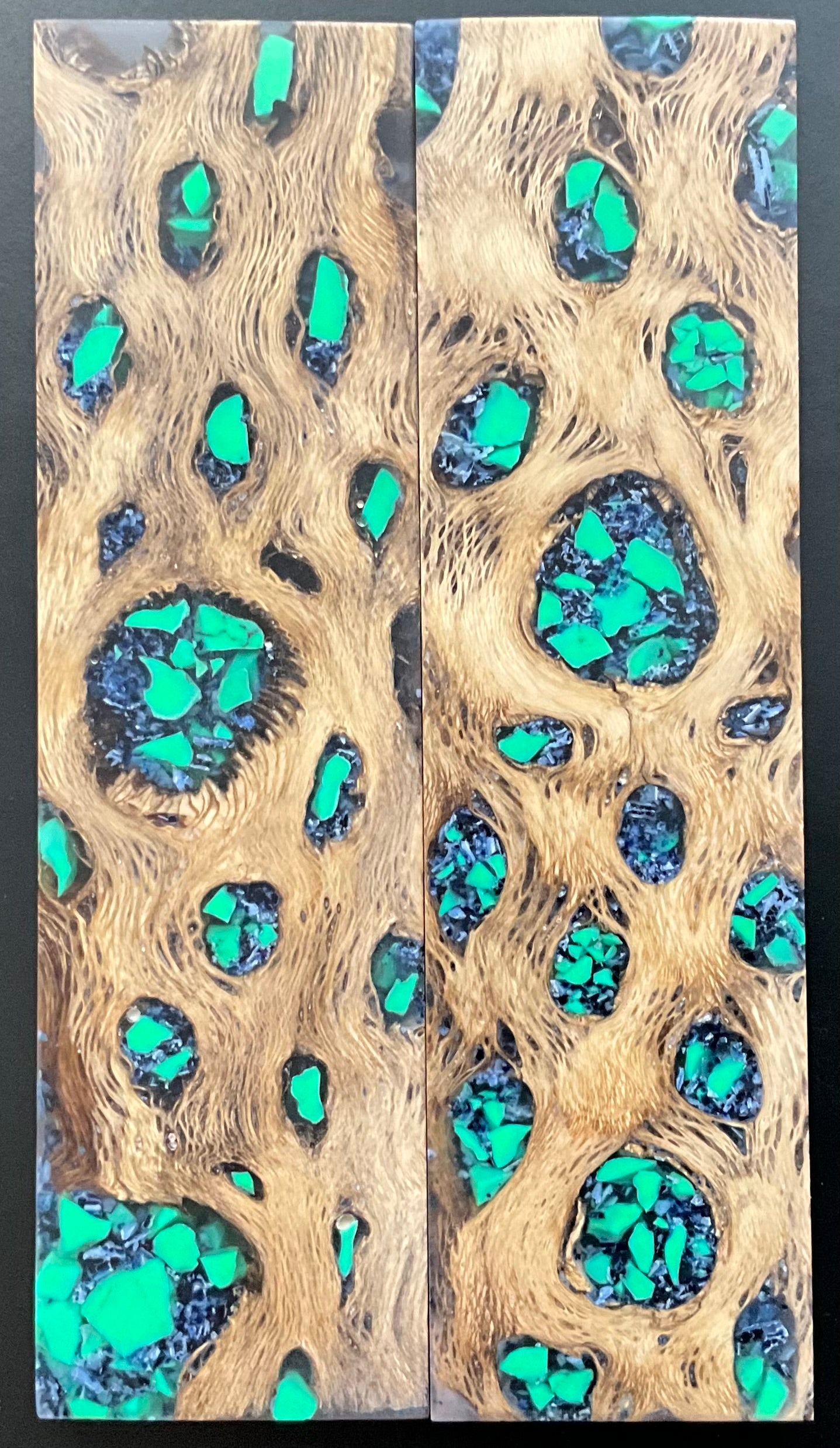 Cholla Cactus (Natural) with Blue Brain Coral & Green Turquoise - K&G Stabilized