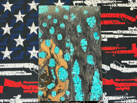 Black Cholla Cactus with Turquoise Inlay