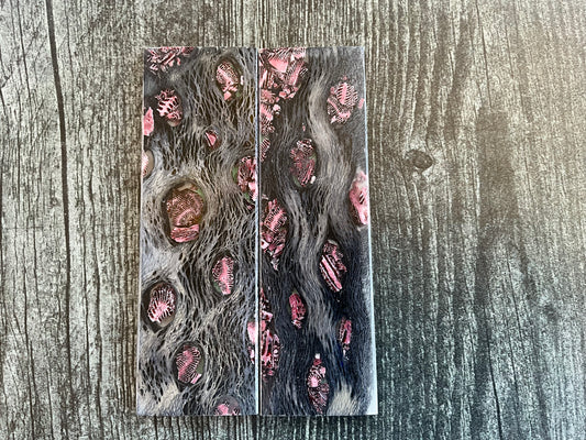 Cholla Cactus (Black) with Red Brian Coral Inlay - K&G Stabilized - Thin/Folder