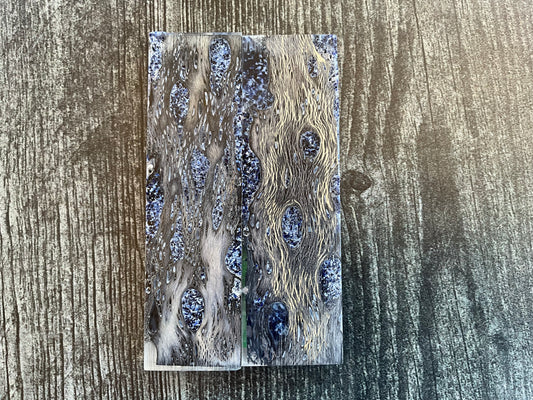 Cholla Cactus (Black) with Blue Brian Coral Inlay - K&G Stabilized - Folder