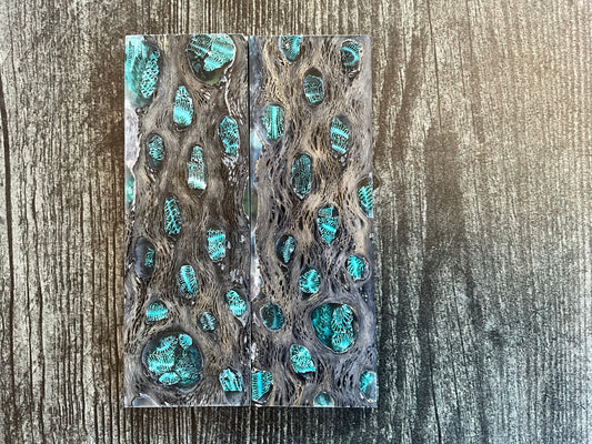 Cholla Cactus (Black) with Teal Brian Coral Inlay - K&G Stabilized