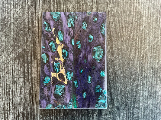 Cholla Cactus (Purple) with Teal Brian Coral Inlay - K&G Stabilized