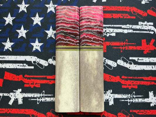 Alaska Moose Horn with Mammoth Tooth Bolster and Brass/G10/Carbon Fiber Accents - Green Liner