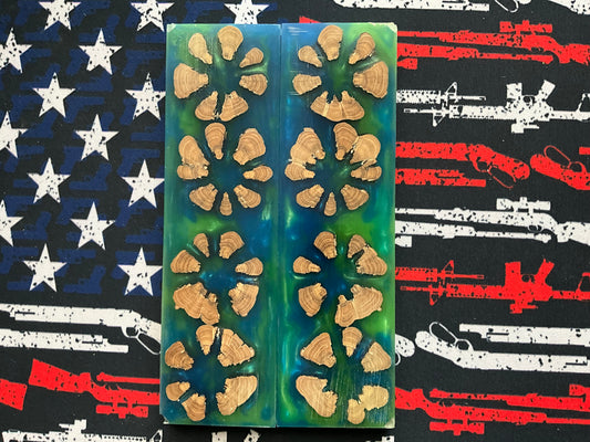 Cholla Cactus - Crosscut with Blue/Green Resin - K&G Stabilized