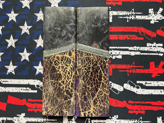 Prickly Pear Cactus (Purple) with Redwood (Black) Bolsters, Carbon Fiber Spacers and White G10 Liners