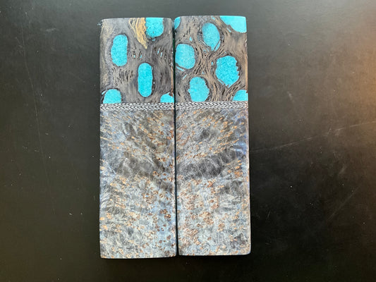 Black Dyed Redwood with Cholla Cactus, Turquoise Inlay, Carbon Fiber Spacers and Blue G10 Liners