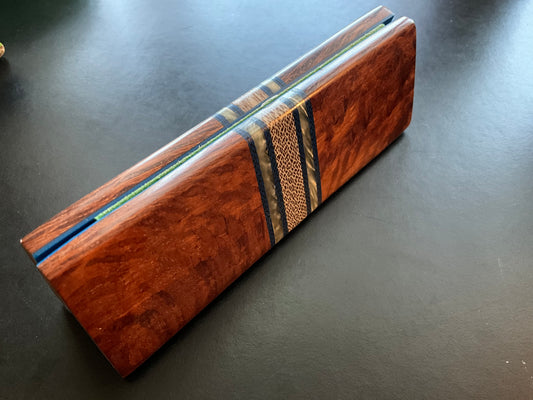 Aussie Sheoak with Musk Ox and Carbon Fiber Spacers and Blue G10 Liners