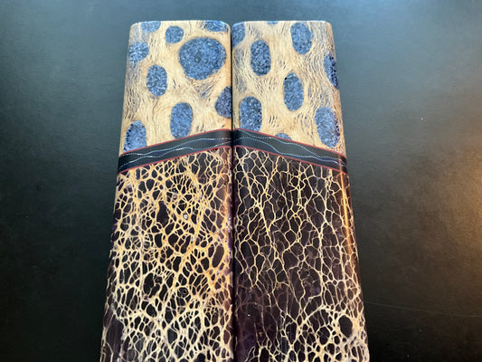 Prickly Pear and Cholla Cactus Inlayed with Brain Coral - Raffir and G10 spacers - Red G10 Liners
