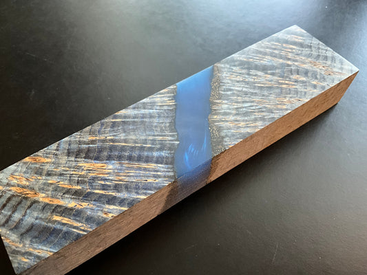 Black Ash Burl with Resin River - Block - Hidden Tang