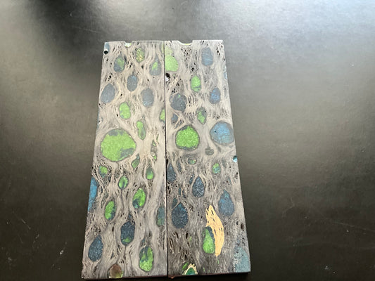 Black Dyed K&G Stabilized Cholla Cactus with Green and Blue Resin