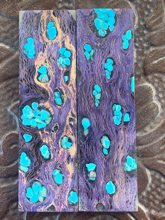 Purple K&G Stabilized Cholla with Real Turquoise Nuggets