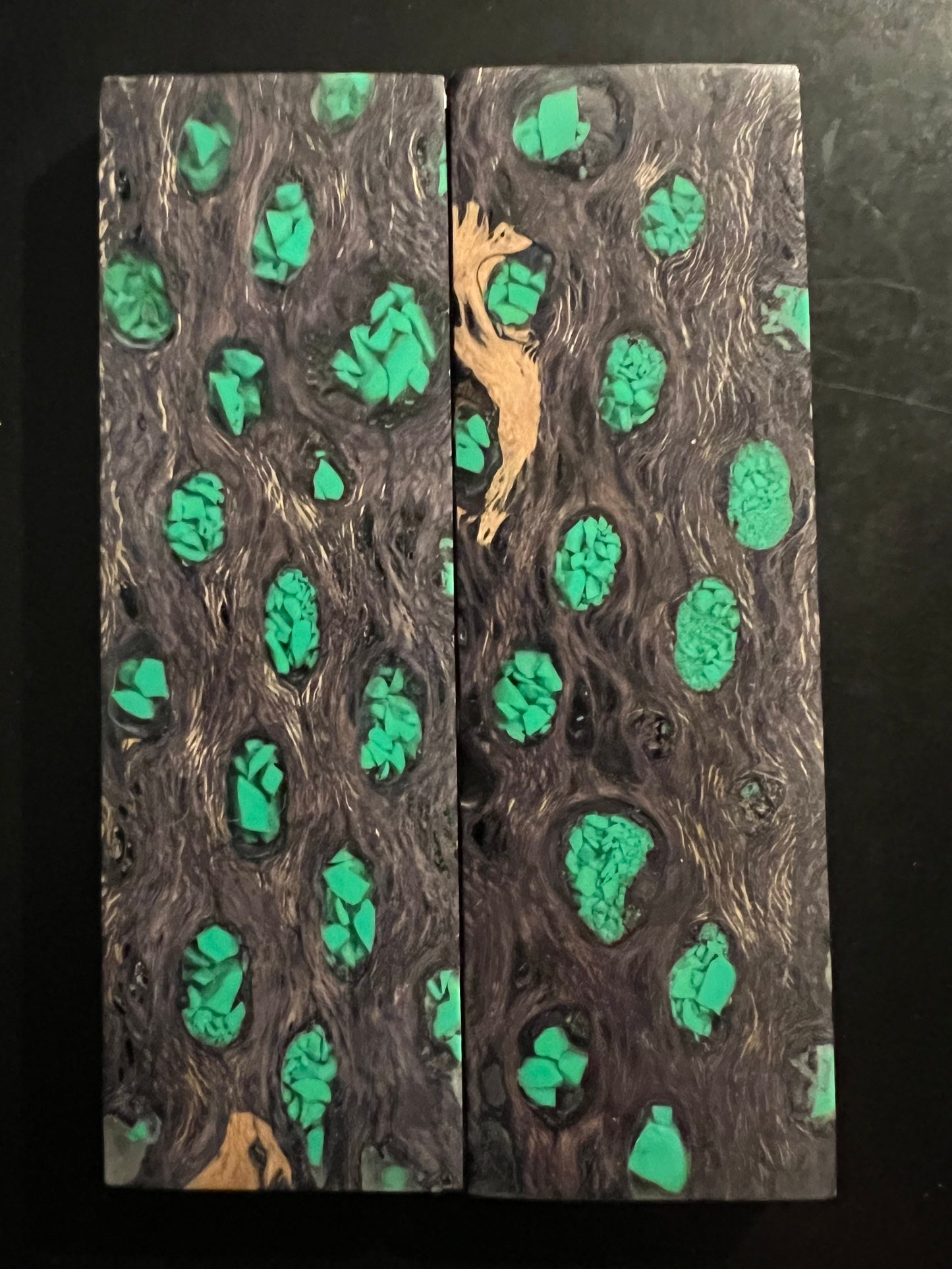 K&G Cholla Cactus Knife Scales with Green Turquoise