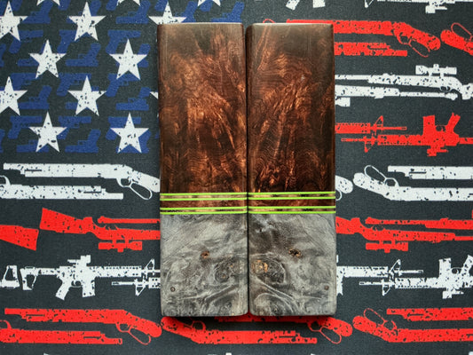 Honduran Rosewood Burl w/ Redwood Bolsters and G-10 - Blue Liners