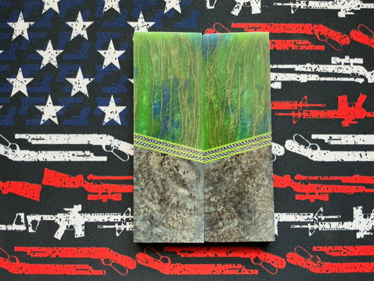 Copper Infused Resin w/ Black Ash Burl - Lime Green Liner