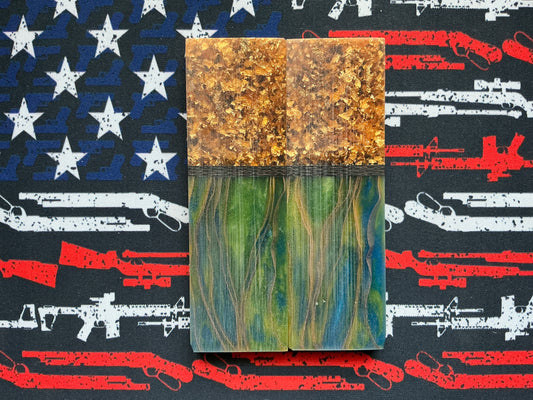 Copper Infused Resin and Gold Leaf w/ Blue Liner